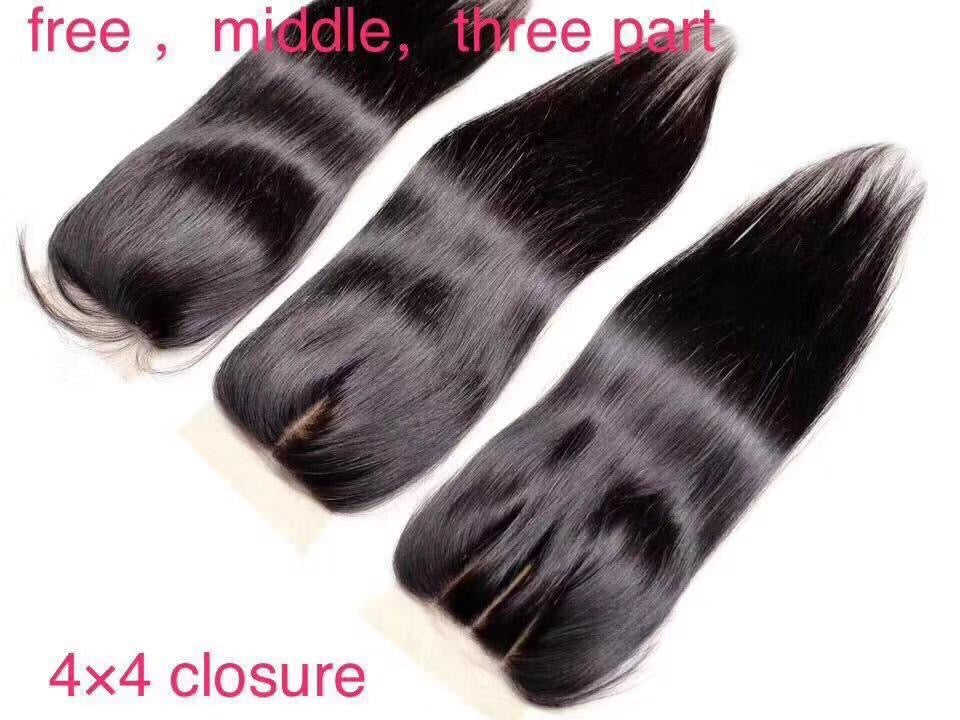 Raw virgin raw straight closure 4×4 14-22"