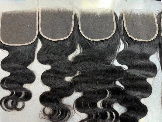 Fermeture en cheveux vierges bruts 4×4 body wave...14"-22