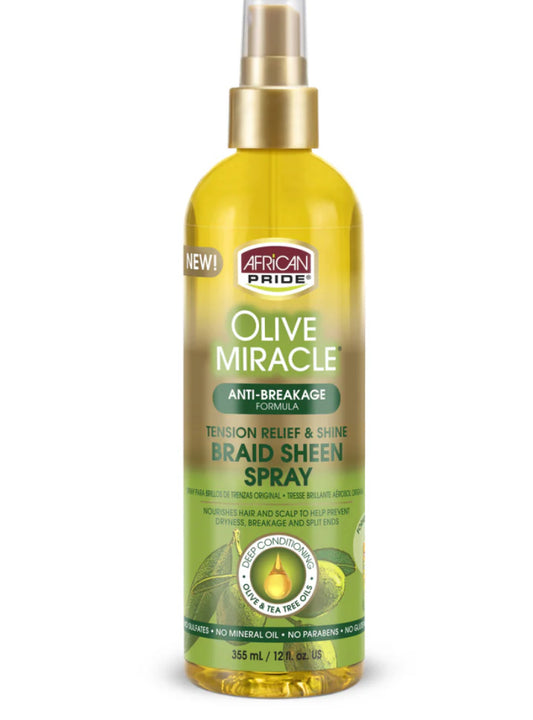 Spray brillance anti-casse Olive Miracle d'African Pride pour tresses 355 ml