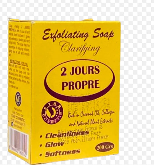 Savon exfoliant et éclaircissant 2 jours propre