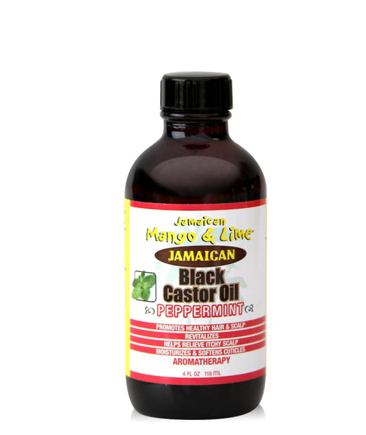Huile de ricin noir, menthe poivrée,