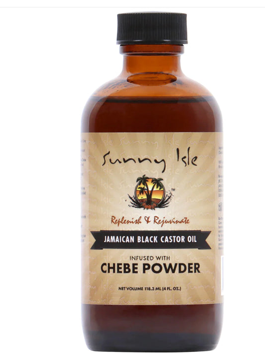 Huile de ricin noire jamaïcaine Sunny Isle infusée de poudre de chebe