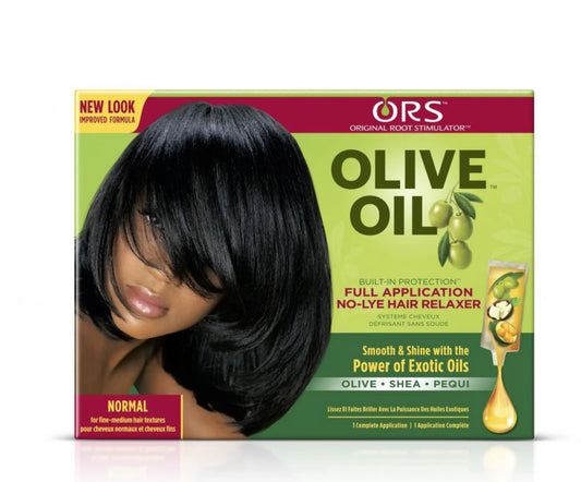 Défrisant capillaire sans soude à l'huile d'olive ORS, application complète