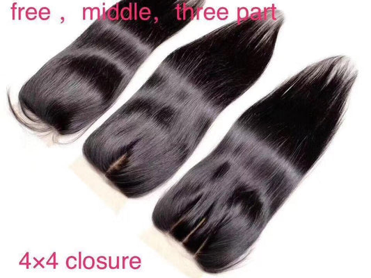 Raw virgin raw straight closure 4×4  14-22"
